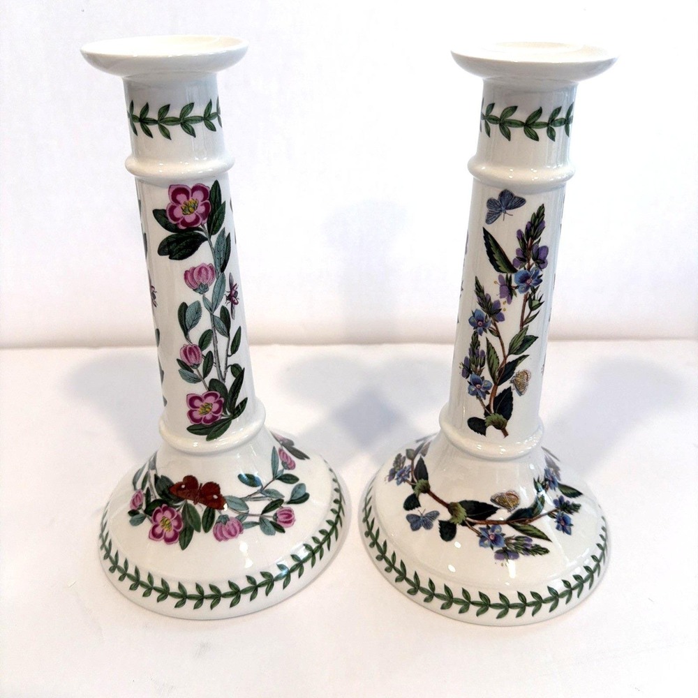 Portmeirion Candle Holder Botanic Garden Butterflies Floral 9" Tall
